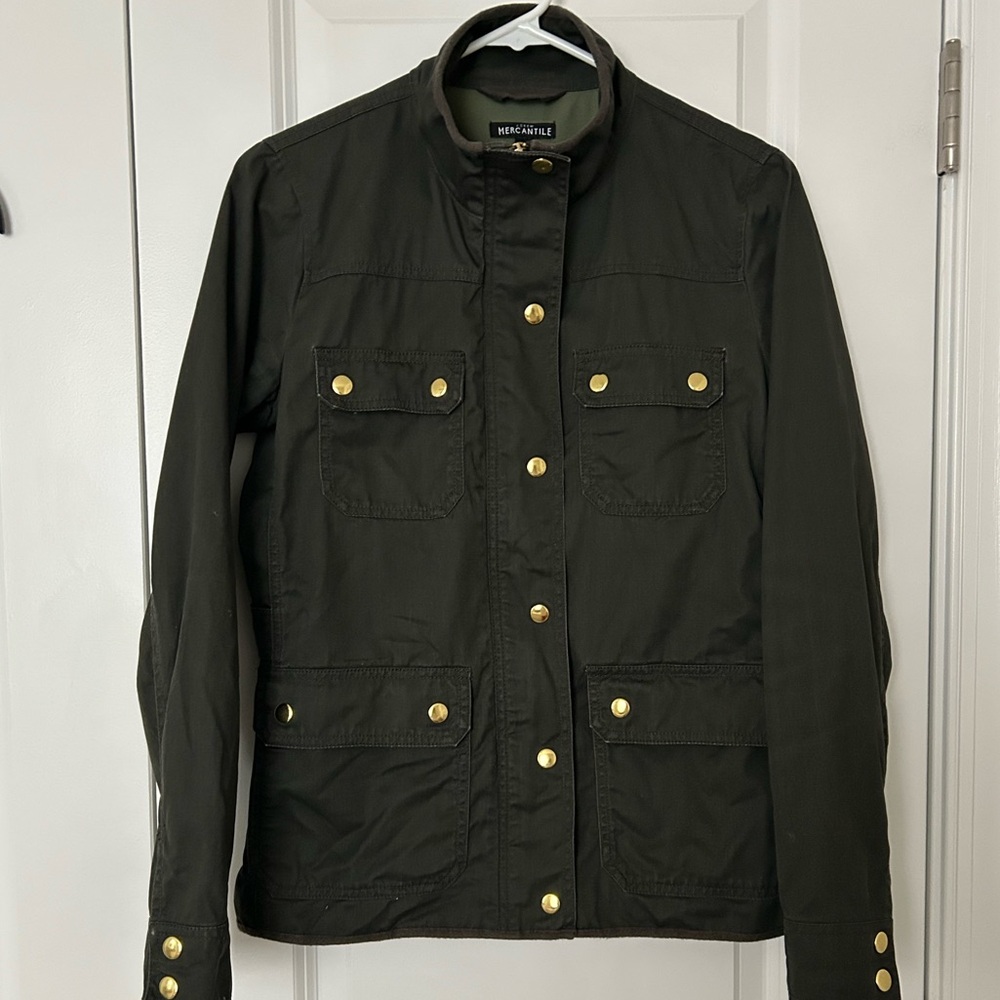 J.CREW Women’s Resin-Coated Twill Field Jacket Olive Size Small - Picture 4 of 10